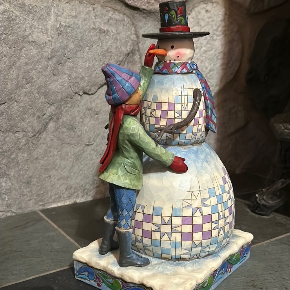 good condition snowman and kid bug jim shore